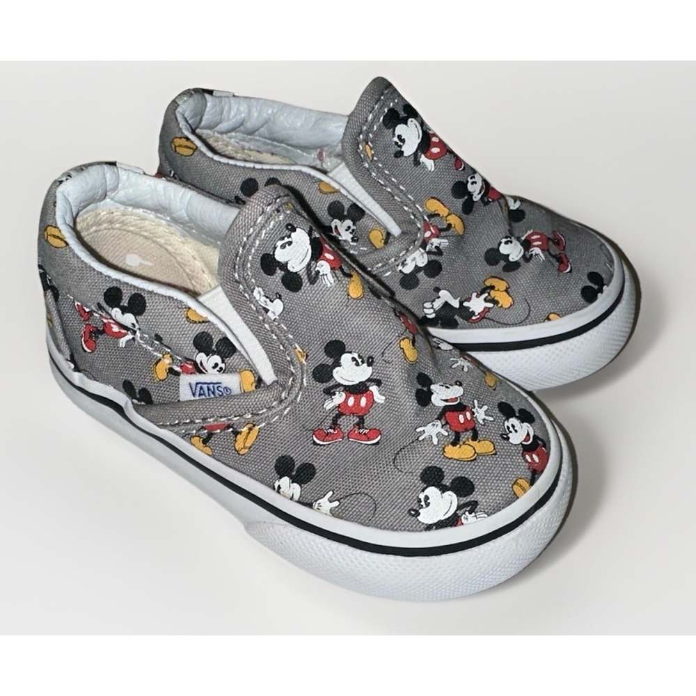 Vans x Disney Slip On Mickey Mouse Sneakers Size 4 Infant Very Light Wear.